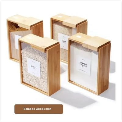 Bamboo Grain Keeper Box with Sliding Lid