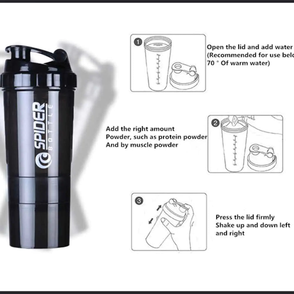 Triple-Layer Fitness Mixer Bottle