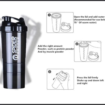 Triple-Layer Fitness Mixer Bottle