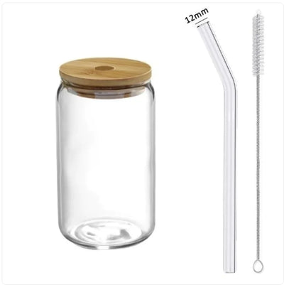 Clear Glass Sipper with Straw & Lid