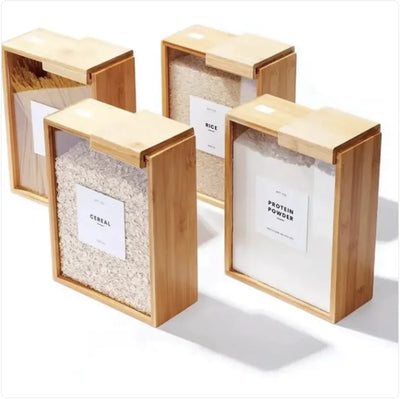 Bamboo Grain Keeper Box with Sliding Lid
