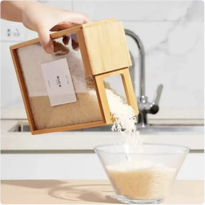 Bamboo Grain Keeper Box with Sliding Lid